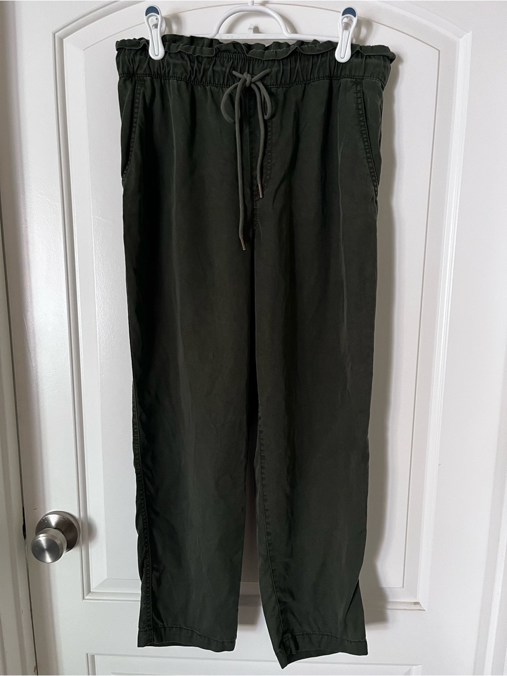 Loft Women's Olive Drawstring Straight Leg Pants
